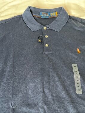 Polo by Ralph Lauren Navy Short Sleeve Polo with Orange Pony